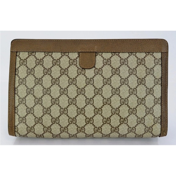 Gucci Beige and Brown Monogram Clutch - Picture 2 of 14